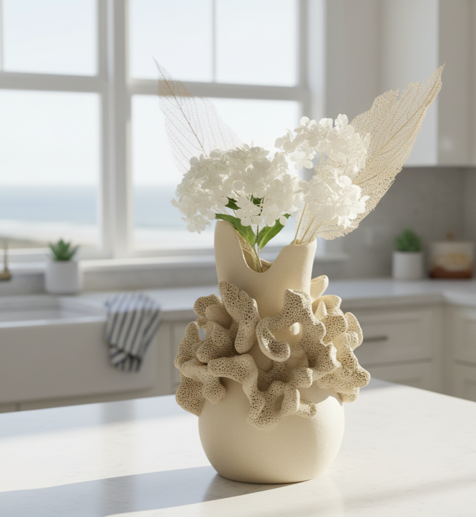 Coral Crest Ceramic Vase for Elegant Coastal Home Décor