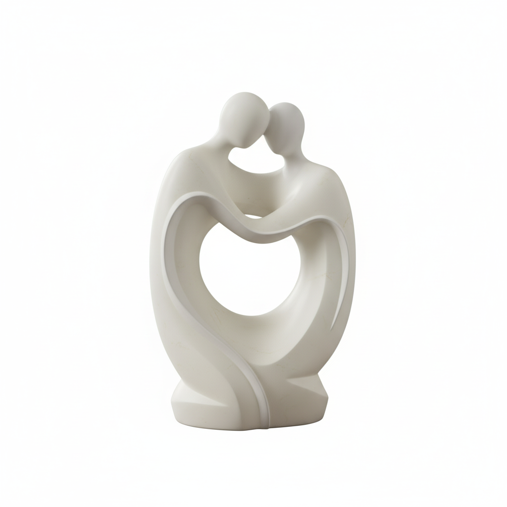 Elegant Resin Couple Sculpture Embrace Figurine for Romantic Home Décor