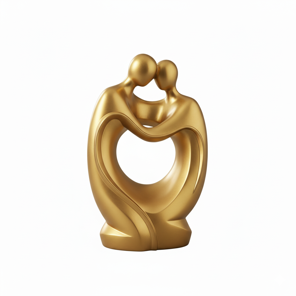 Elegant Resin Couple Sculpture Embrace Figurine for Romantic Home Décor