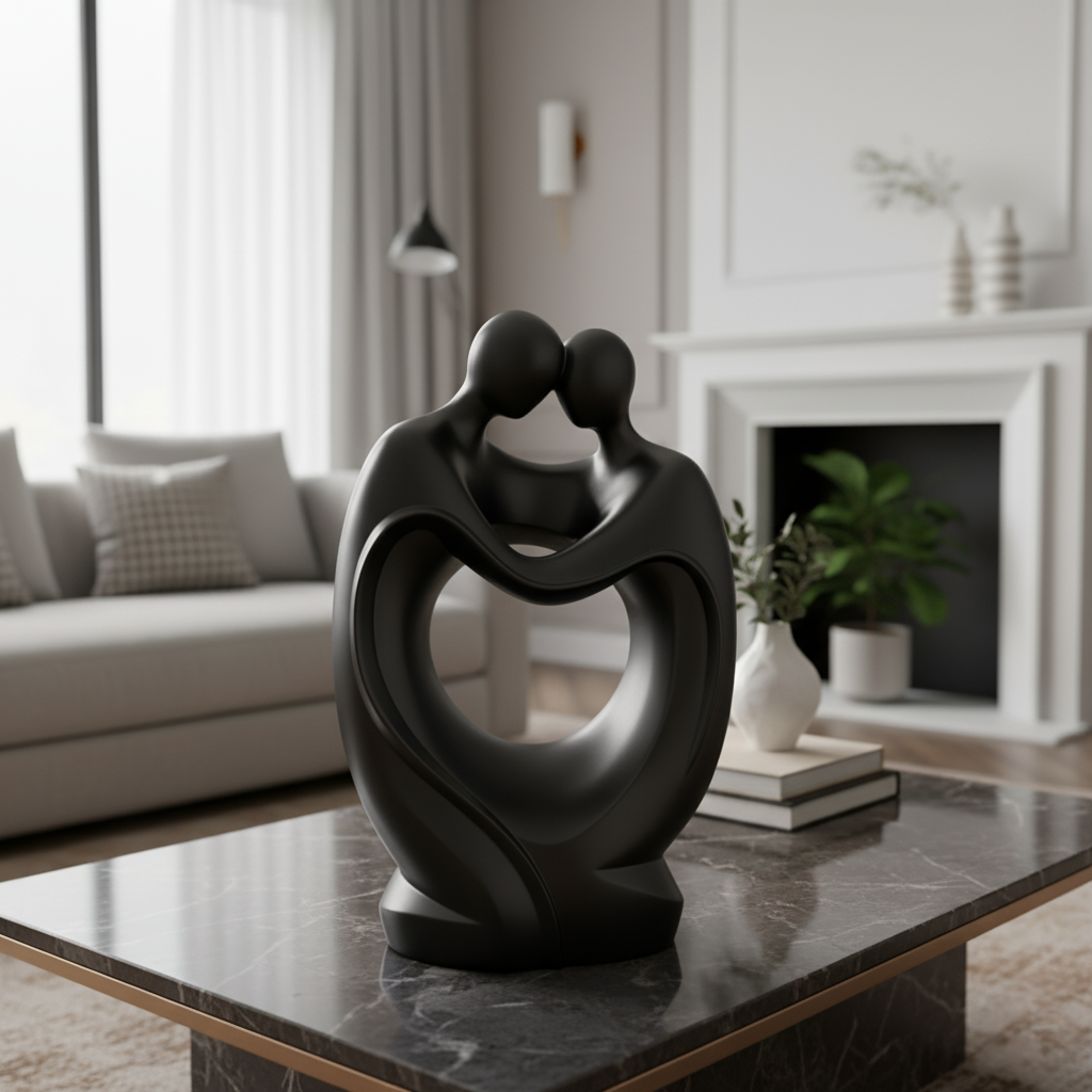 Elegant Resin Couple Sculpture Embrace Figurine for Romantic Home Décor
