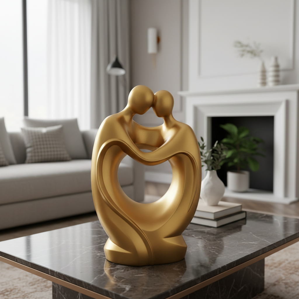 Elegant Resin Couple Sculpture Embrace Figurine for Romantic Home Décor