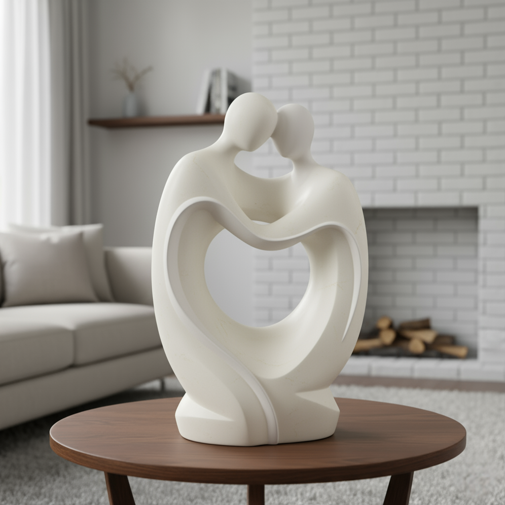 Elegant Resin Couple Sculpture Embrace Figurine for Romantic Home Décor