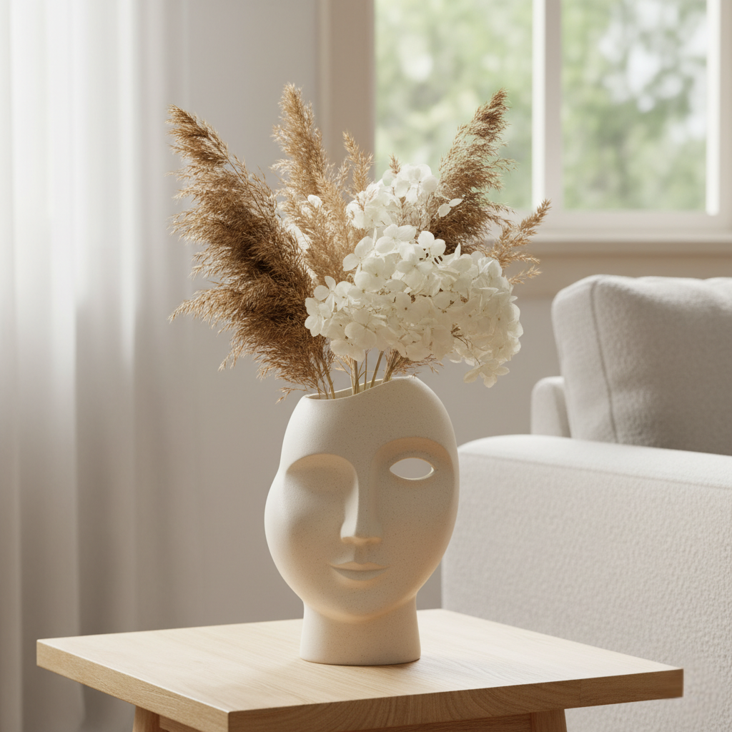 Half Face Modern Flower Vase Sculpture for Elegant Home Décor