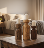 Handcrafted Wooden Candle Holders for Elegant Home Décor