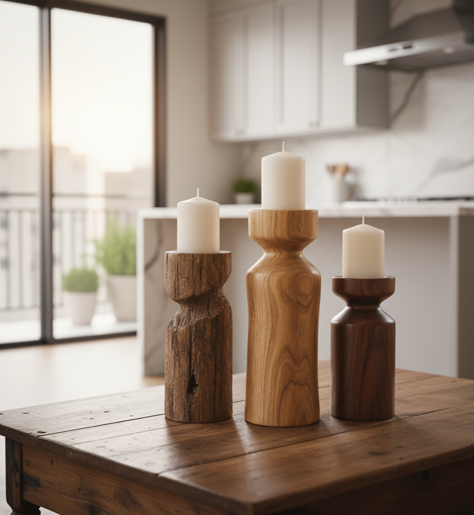 Handcrafted Wooden Candle Holders for Elegant Home Décor
