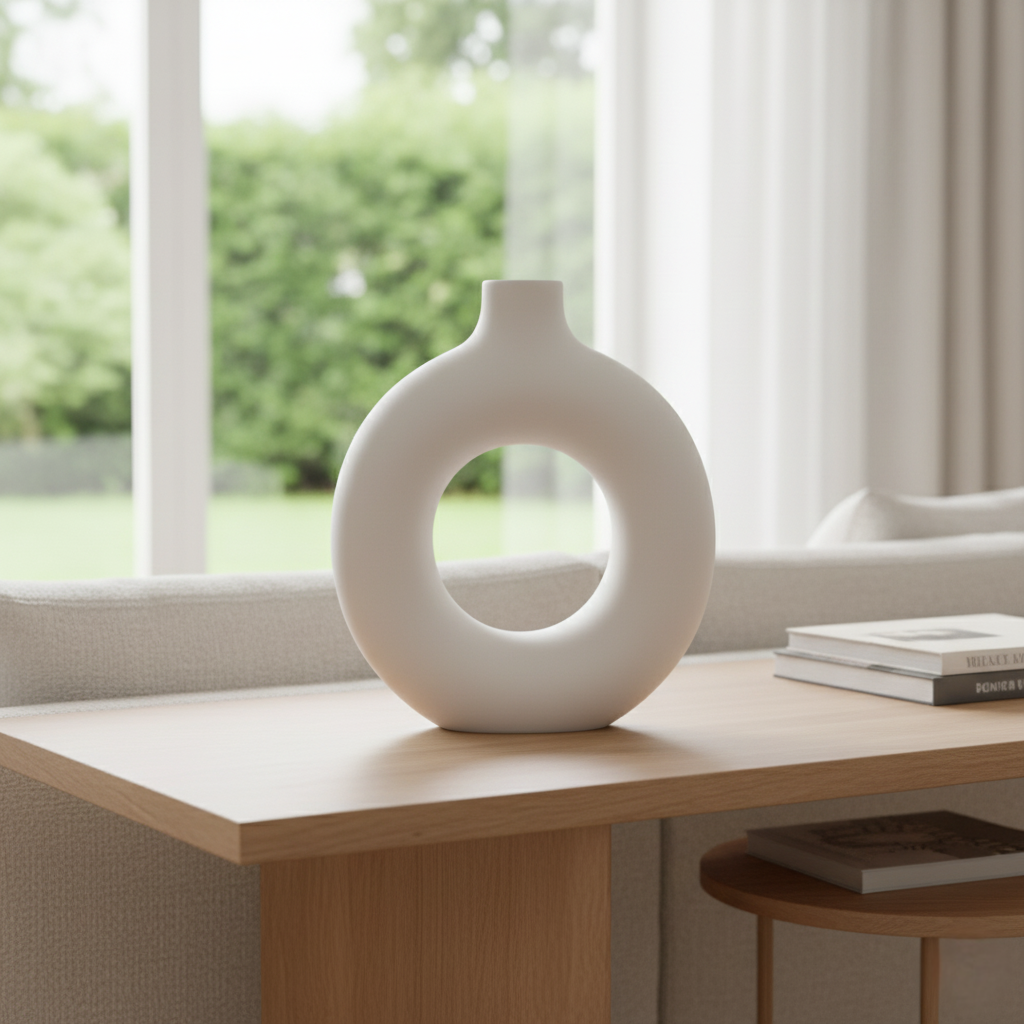 Hollow Grace Ceramic Vase Modern Minimalist Home Décor Accent