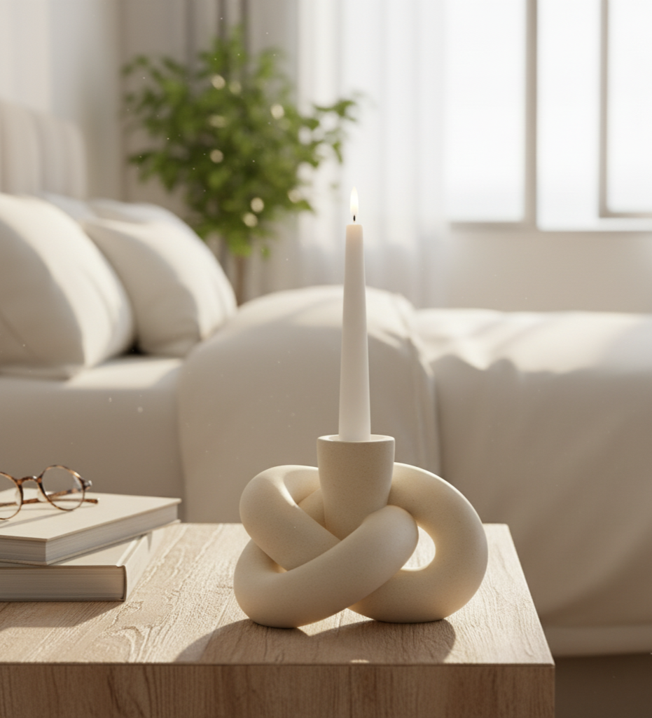 Knot Ceramic Candle Holder Modern Minimalist Sculptural Home Décor Accent