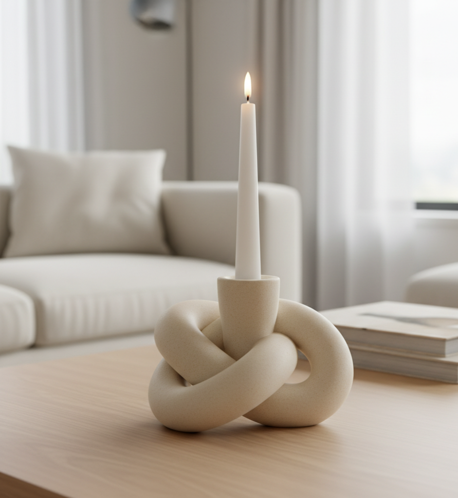 Knot Ceramic Candle Holder Modern Minimalist Sculptural Home Décor Accent