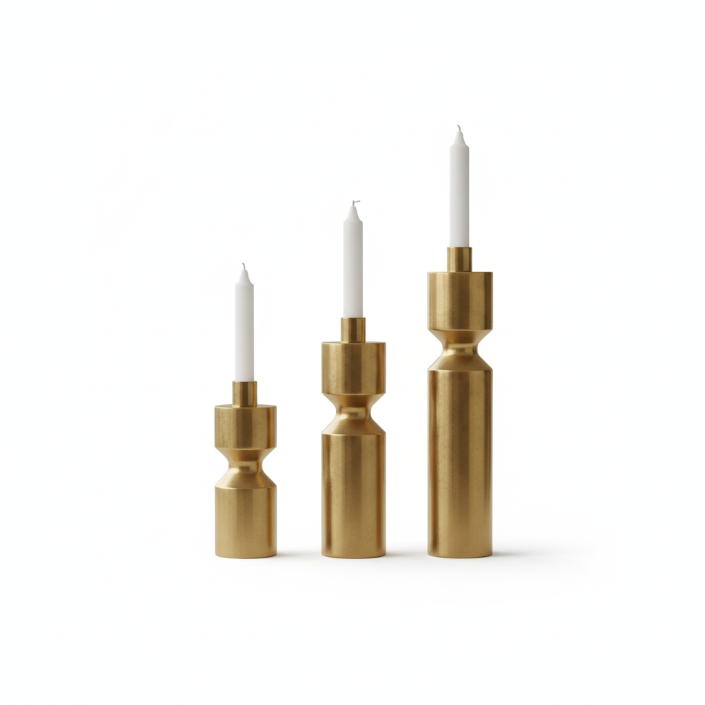 Nordic Minimalist Brass Waist Candlestick Set 3pcs