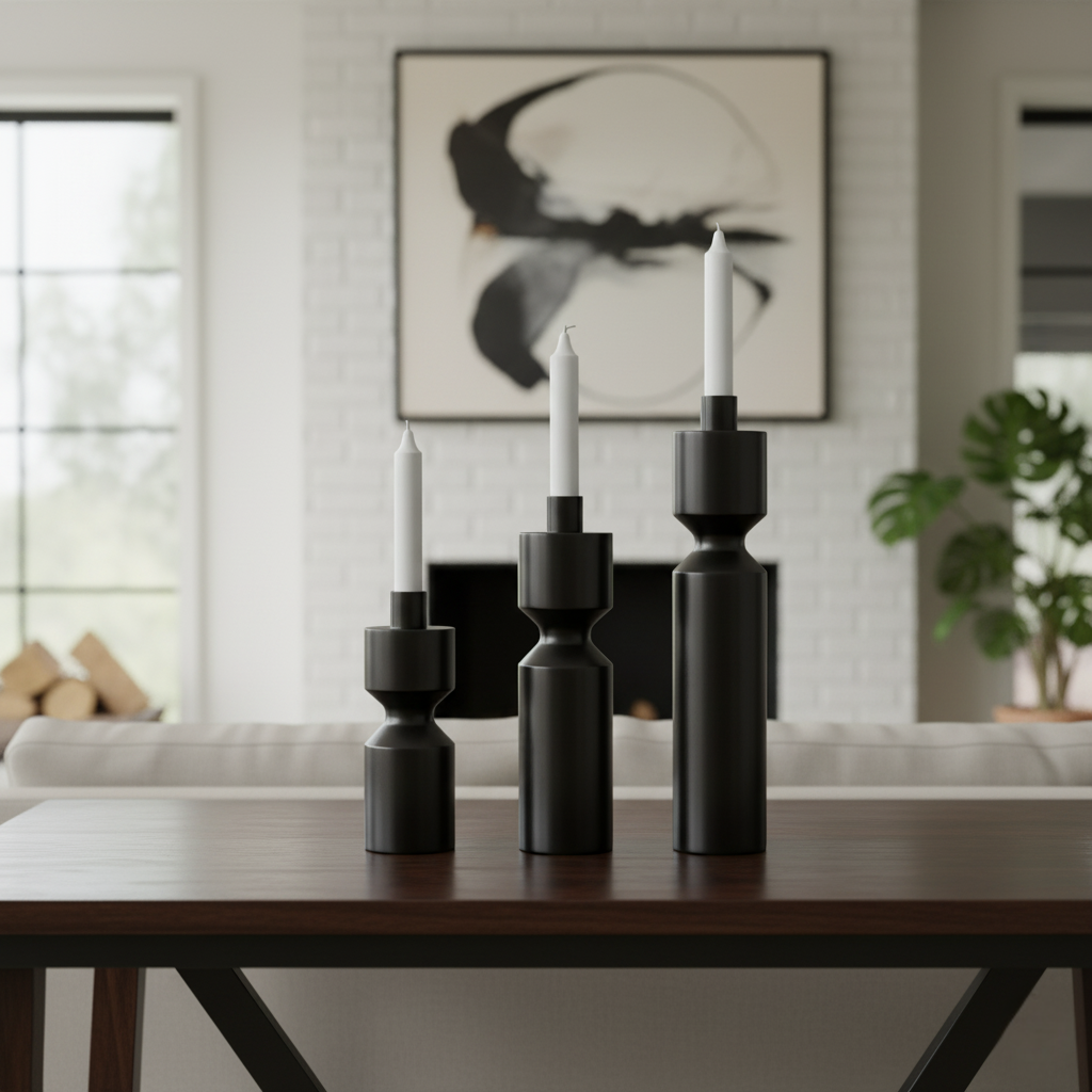 Nordic Minimalist Brass Waist Candlestick Set 3pcs