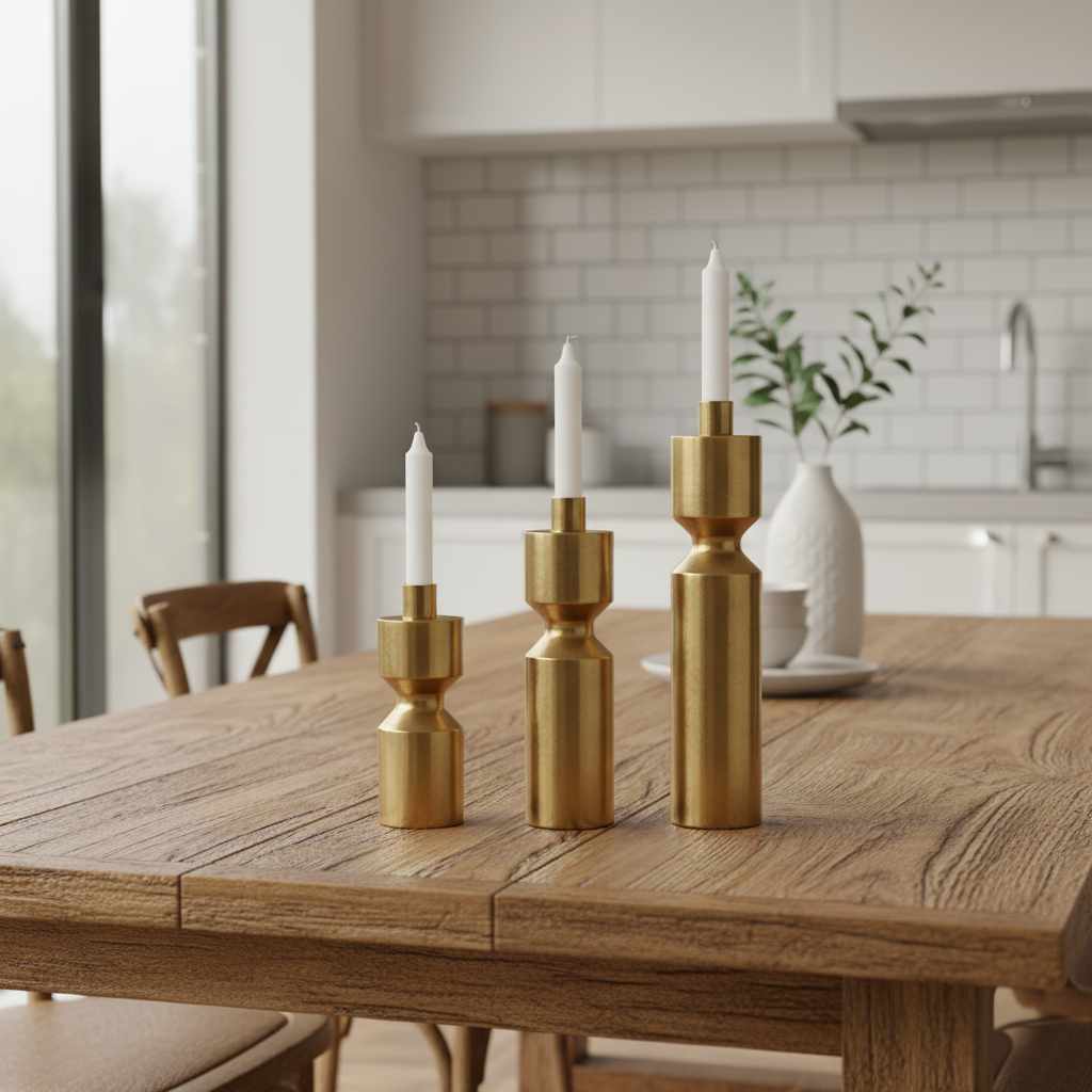 Nordic Minimalist Brass Waist Candlestick Set 3pcs