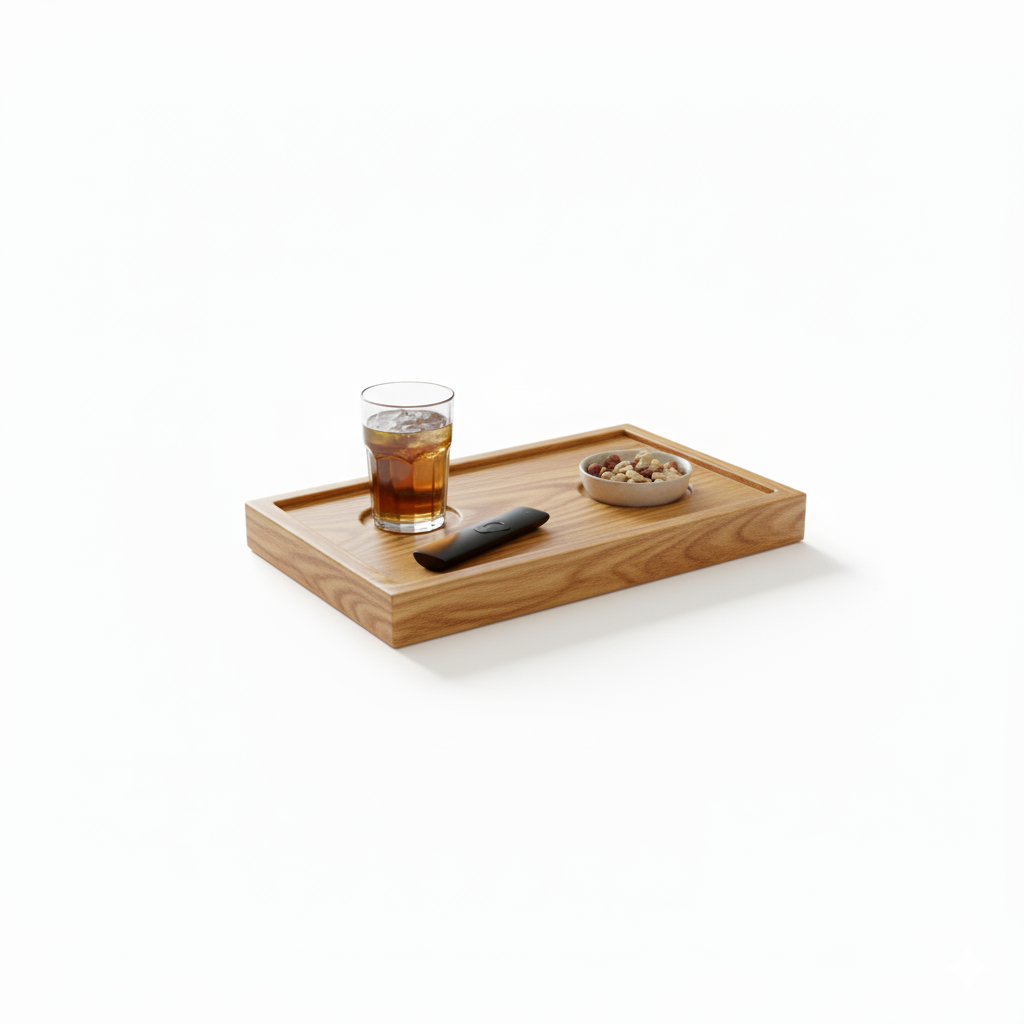 Sofa Armrest Walnut Tray for Drinks Snacks and Remote Control