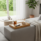 Sofa Armrest Walnut Tray for Drinks Snacks and Remote Control